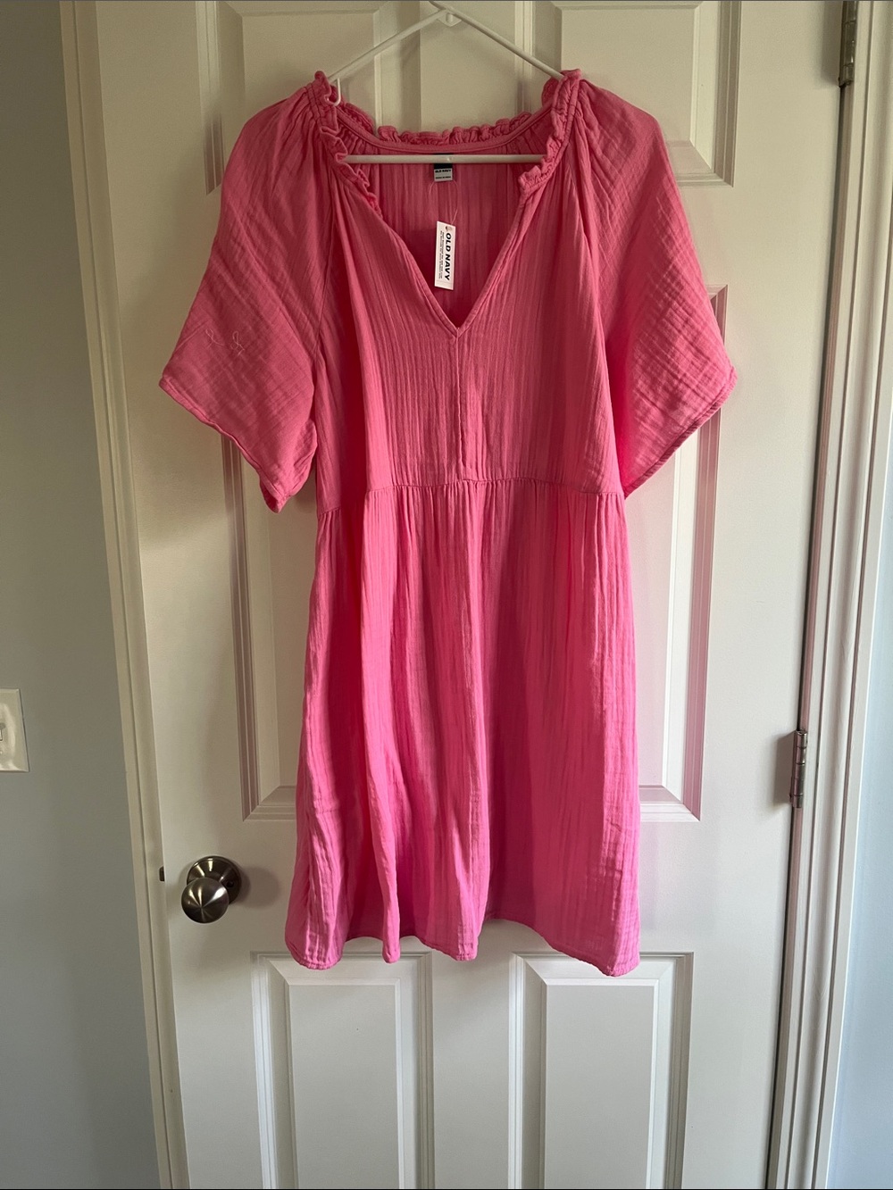 Old navy linen dress Pink V-Neck Short Sleeve Dress